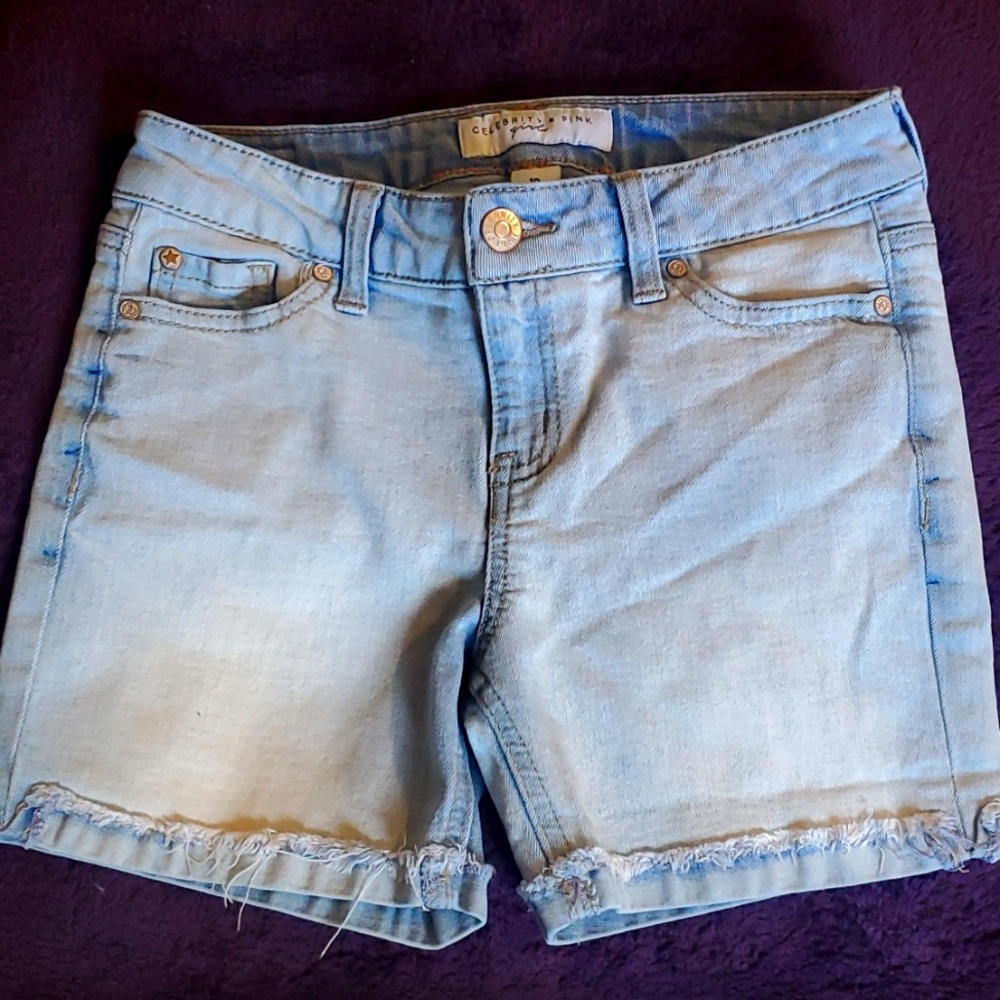Celebrity Pink Girls Jean Shorts with Fray Hem